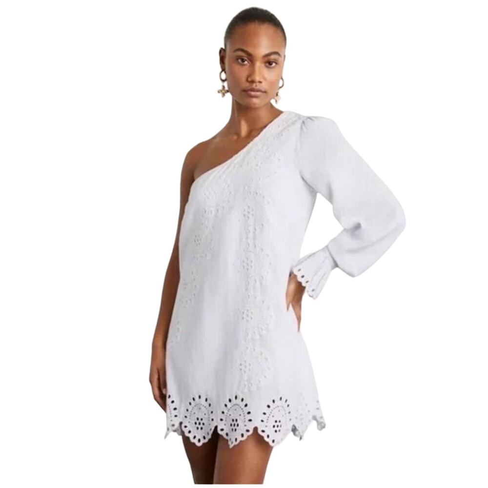 NWT Hill‎ House Mila One Shoulder Dress White Linen Size S